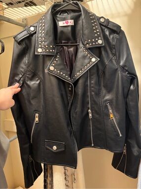 Buddy Love Black Studded Faux Leather Moto Jacket